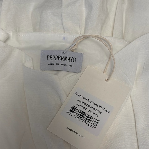 NWT Peppermayo Off-White Boat Neck Mini Dress - Picture 4 of 4
